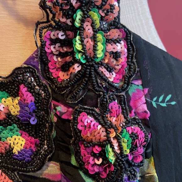 Vintage Black and Purple Floral Dress - Picture 9 of 16